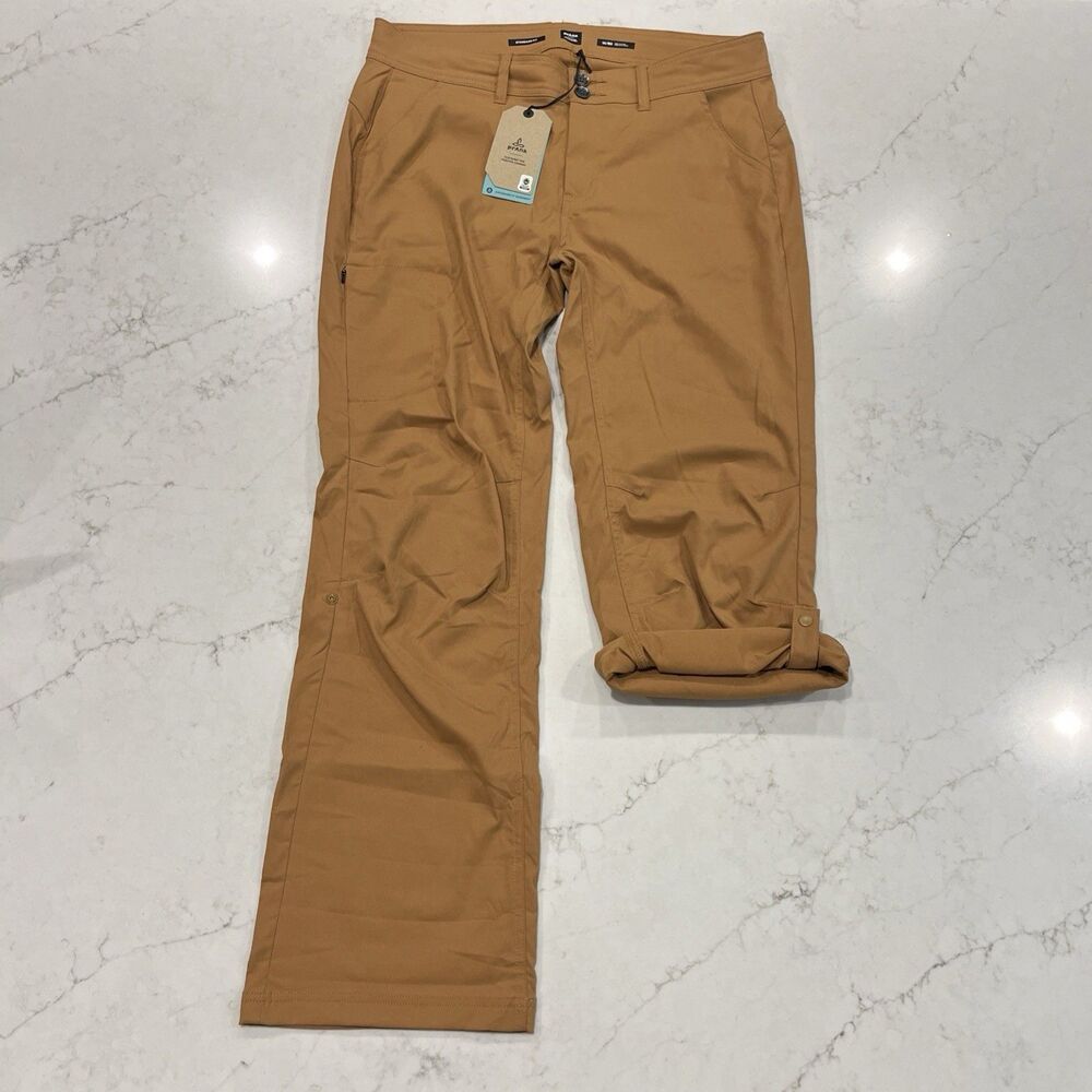 Prana NEW Womens 14 x30" Halle Pant Roll Leg Stretch Brown Outdoor Hike Gorpcore